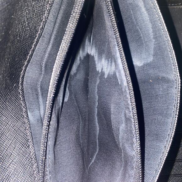 Fossil Black Leather Wallet Zip Compartment Brass Pebbled Issue NO. 1954 - Picture 7 of 7